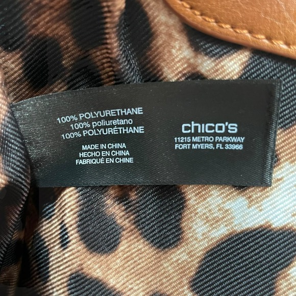 Chico’s Jamie Double Zip Clutch Bag Distressed Brown Vegan PU Gold Tone Grommets - Picture 10 of 10